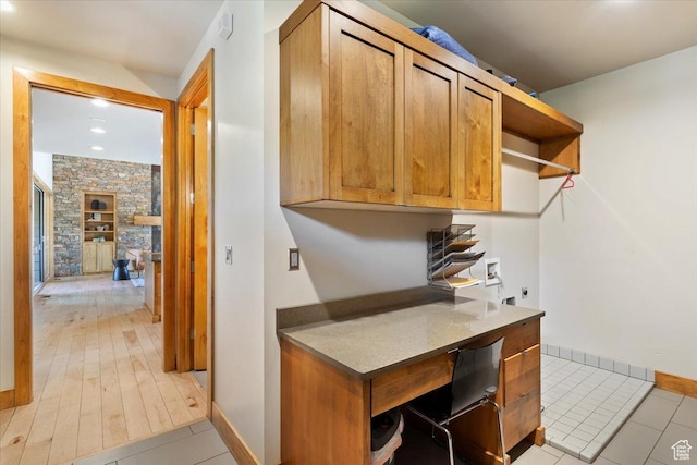 1108 N Lakeside Ct, Eden, UT 84310 - office area featuring baseboards, light tile patterned flooring, and recessed lighting