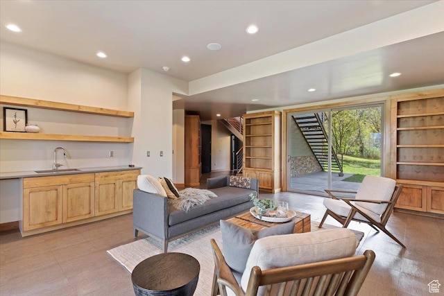 1108 N Lakeside Ct, Eden, UT 84310 - living area with recessed lighting and stairway