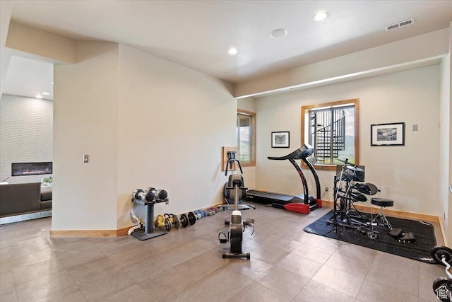 1108 N Lakeside Ct, Eden, UT 84310 - exercise area featuring baseboards and recessed lighting