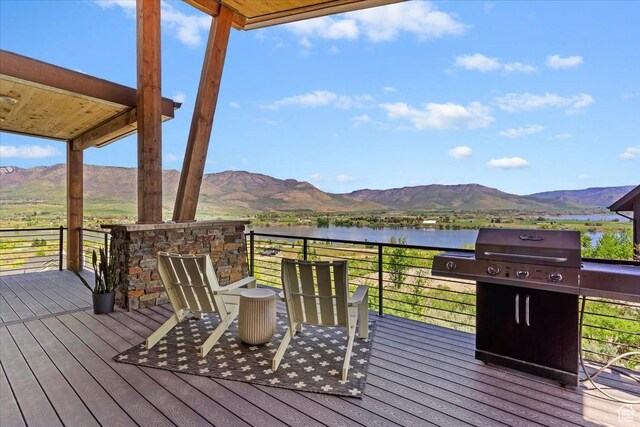 1108 N Lakeside Ct, Eden, UT 84310 - wooden terrace with a water and mountain view