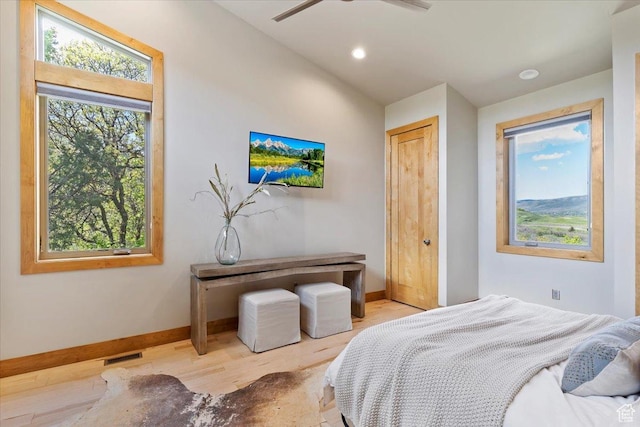 1108 N Lakeside Ct, Eden, UT 84310 - bedroom featuring baseboards, wood finished floors, and recessed lighting