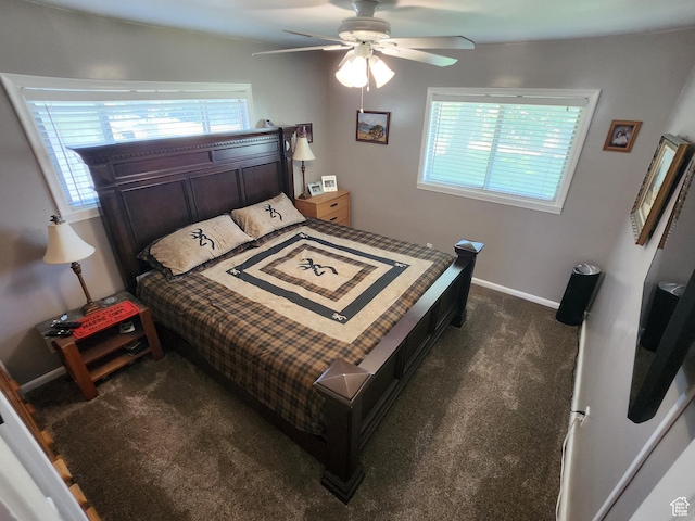 628 E 150 S, Kaysville, UT 84037 - bedroom featuring dark carpet, baseboards, and ceiling fan