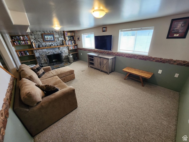 628 E 150 S, Kaysville, UT 84037 - carpeted living room with a stone fireplace