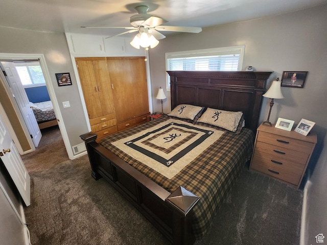 628 E 150 S, Kaysville, UT 84037 - bedroom featuring carpet, a closet, a ceiling fan, and attic access
