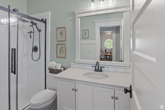 6071 W 1800 S, Mendon, UT 84325 - bathroom with a stall shower, vanity, toilet, and a baseboard heating unit