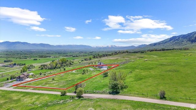 6071 W 1800 S, Mendon, UT 84325 - view of rural area featuring a mountain backdrop, property parcel outlined, and a pastoral area