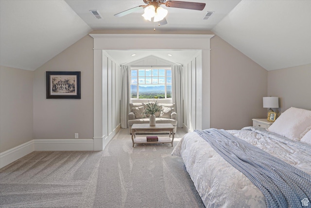 6071 W 1800 S, Mendon, UT 84325 - carpeted bedroom with lofted ceiling, baseboards, and ceiling fan