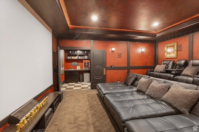 6071 W 1800 S, Mendon, UT 84325 - home theater featuring a tray ceiling and recessed lighting