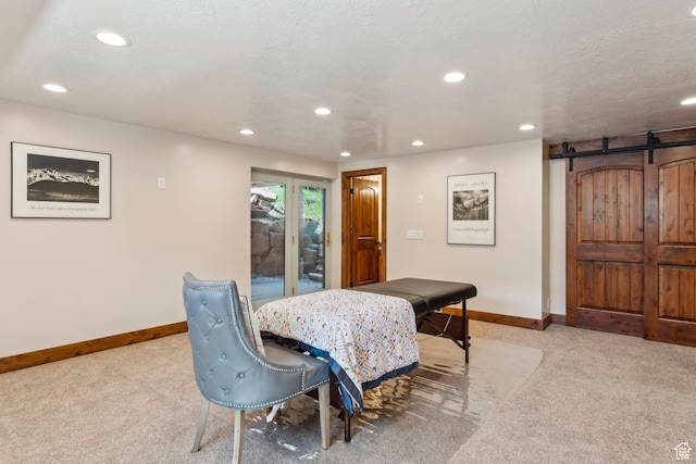 3321 W Big Spruce Way Unit E54, Park City, UT 84098 - carpeted dining room with baseboards, recessed lighting, and a barn door