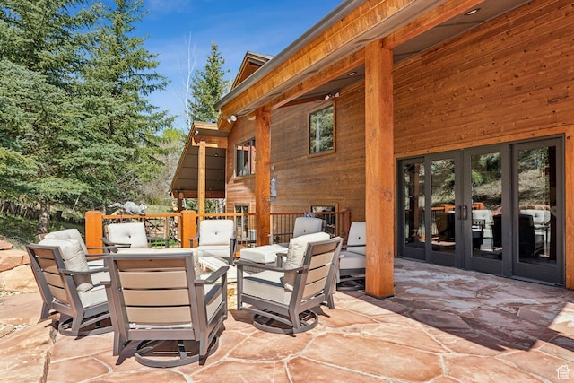 3321 W Big Spruce Way Unit E54, Park City, UT 84098 - view of patio / terrace featuring french doors and an outdoor hangout area