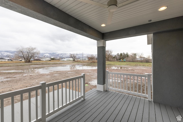 deck with a water view