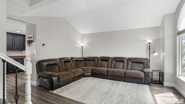 4812 S 3925 W, Roy, UT 84067 - living area with wood finished floors, baseboards, lofted ceiling, and wine cooler
