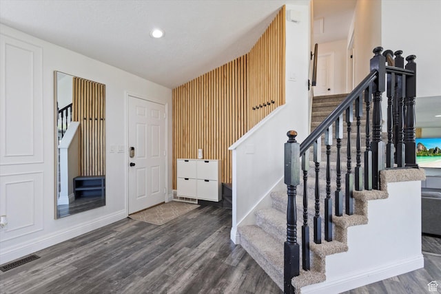 4962 S Glasmann Way S, Ogden, UT 84403 - stairs with wood finished floors, baseboards, and recessed lighting