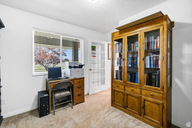 860 S 720 W, Glenwood, UT 84730 - office area featuring light colored carpet, baseboards, and french doors