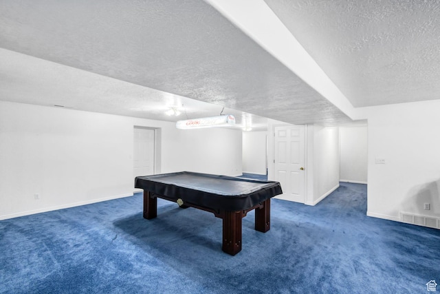 860 S 720 W, Glenwood, UT 84730 - game room featuring a textured ceiling, carpet flooring, baseboards, and billiards table