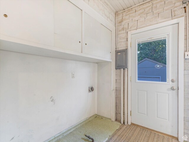 331 N K St, Salt Lake City, UT 84103 - clothes washing area with electric panel and carpet floors