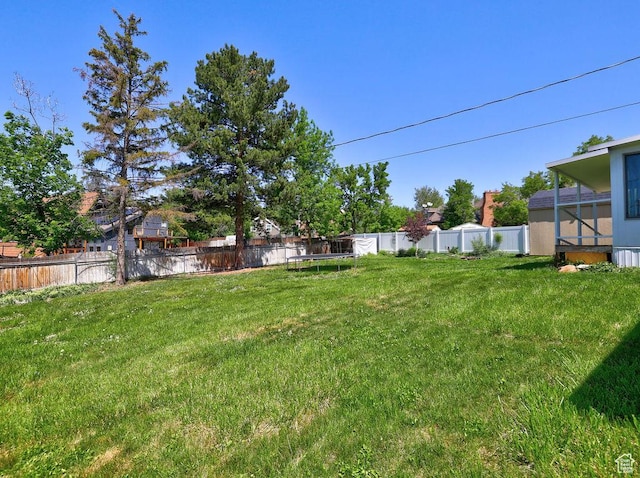 view of yard with a trampoline