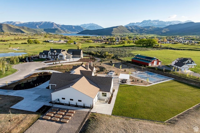 view from above of property featuring mountains