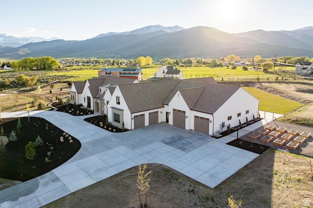 view from above of property featuring mountains