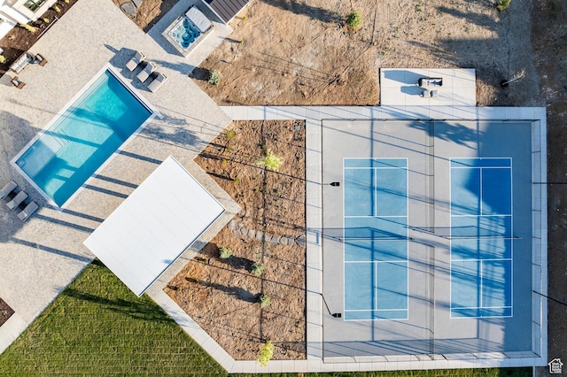 bird's eye view of a pool