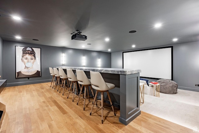 618 S Fox Den Rd Unit 2, Midway, UT 84049 - cinema with a bar, light wood-style floors, and recessed lighting