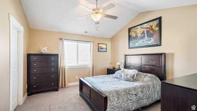 186 W 380 S, American Fork, UT 84003 - bedroom featuring vaulted ceiling, light carpet, baseboards, and a ceiling fan