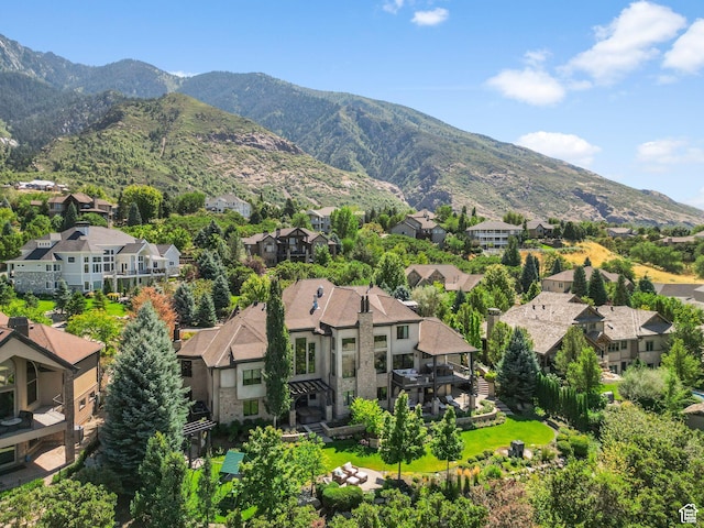 aerial perspective of suburban area featuring mountains