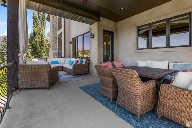 view of patio / terrace with an outdoor hangout area and outdoor dining area