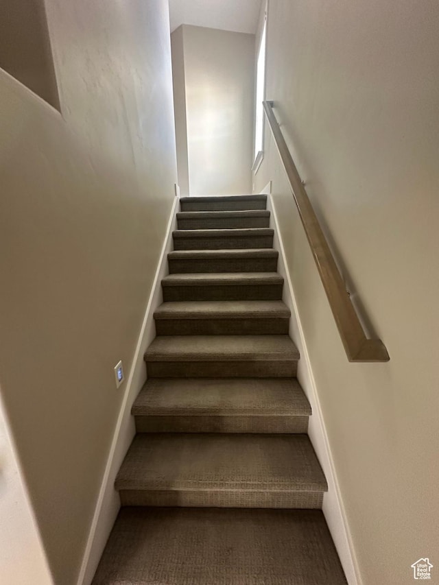 5516 W Florence Ln N, Highland, UT 84003 - staircase featuring carpet and baseboards