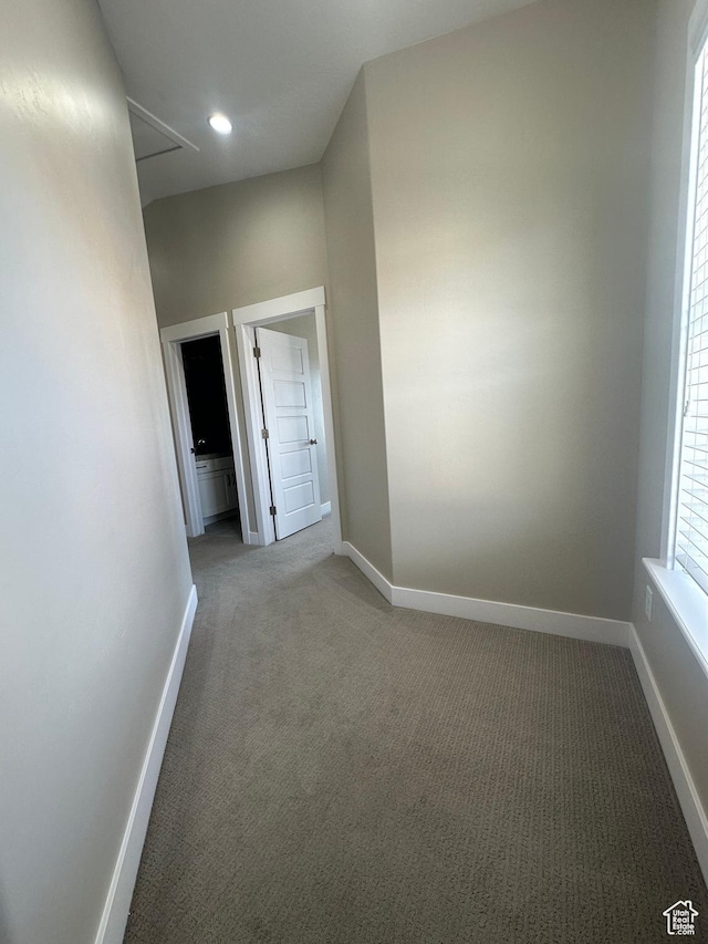 5516 W Florence Ln N, Highland, UT 84003 - unfurnished room featuring carpet floors, attic access, and recessed lighting
