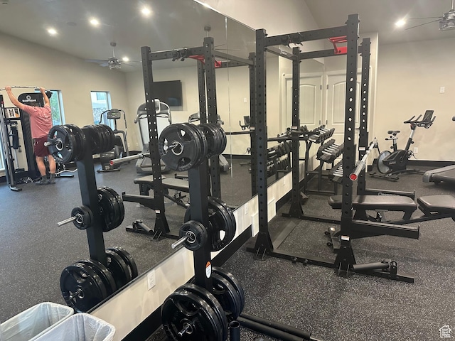 5516 W Florence Ln N, Highland, UT 84003 - exercise room with a ceiling fan