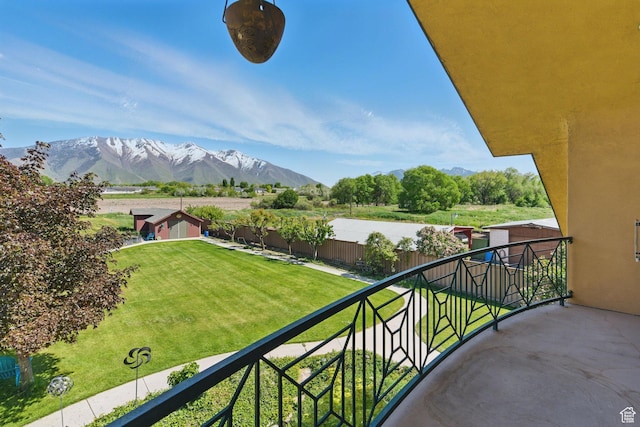 balcony with a mountain view
