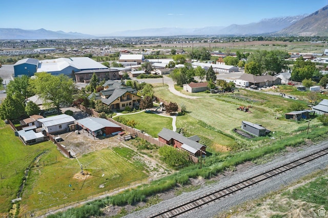 aerial perspective of suburban area with mountains