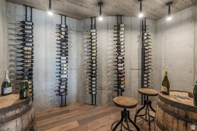 wine cellar with wood finished floors