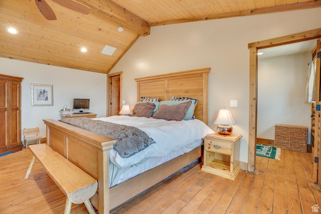 9174 Deer Creek Dr, Heber City, UT 84032 - bedroom featuring wood ceiling, light wood-type flooring, and recessed lighting
