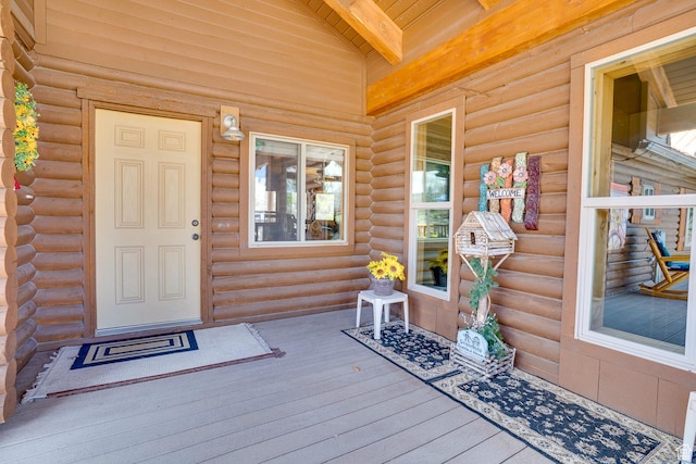 9174 Deer Creek Dr, Heber City, UT 84032 - entrance to property with covered porch and log exterior