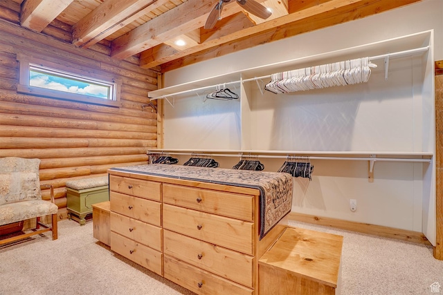 9174 Deer Creek Dr, Heber City, UT 84032 - spacious closet with carpet and beam ceiling