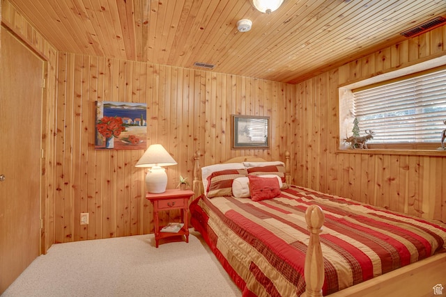 9174 Deer Creek Dr, Heber City, UT 84032 - carpeted bedroom featuring wooden ceiling and wood walls