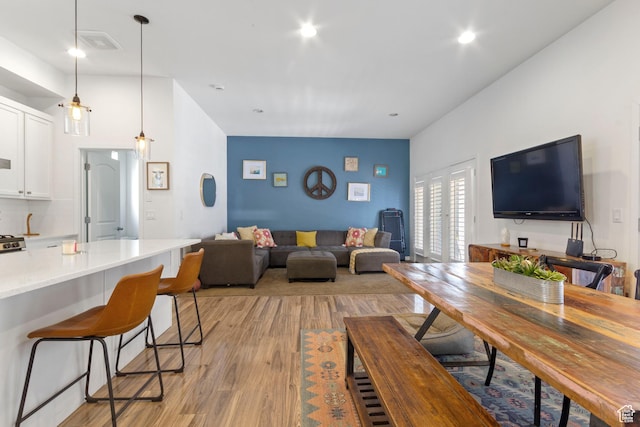 10243 S Silver Mine Rd W, South Jordan, UT 84009 - living area with light wood-type flooring and recessed lighting