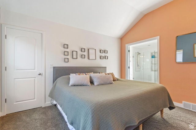 10243 S Silver Mine Rd W, South Jordan, UT 84009 - carpeted bedroom with lofted ceiling, ensuite bath, and baseboards