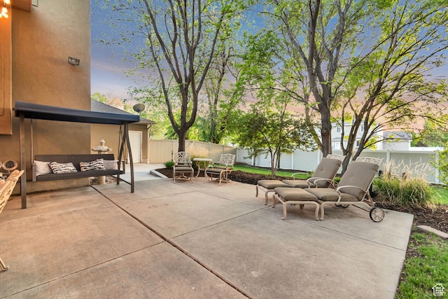 view of patio / terrace with a fenced backyard and outdoor lounge area