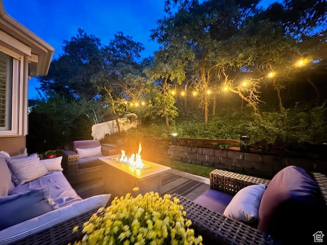 426 E Brayden Way, Draper, UT 84020 - patio at night with an outdoor fire pit