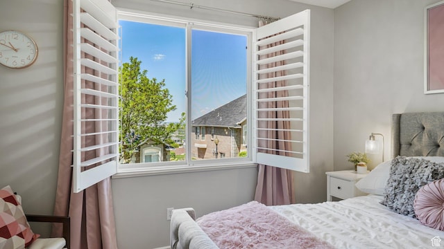 bedroom with multiple windows