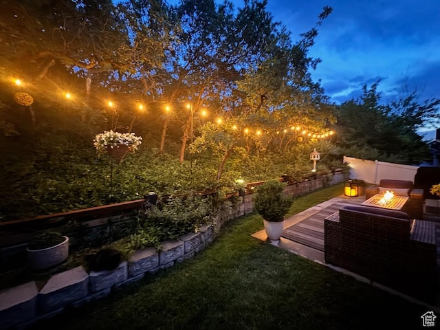 426 E Brayden Way, Draper, UT 84020 - view of green lawn with an outdoor fire pit and a deck