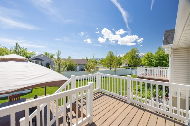 deck with a residential view