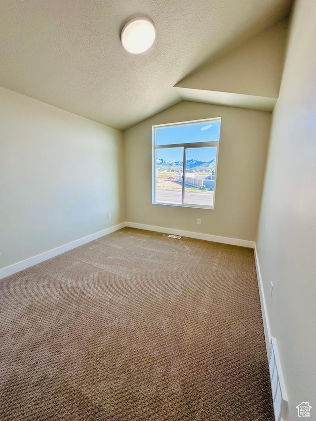 566 W 1860 N, Tooele, UT 84074 - spare room featuring lofted ceiling, a textured ceiling, carpet, and baseboards