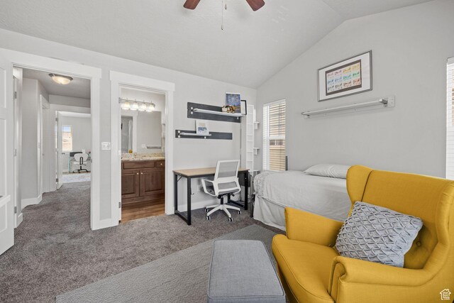 2051 W 1080 N, Provo, UT 84604 - bedroom with carpet, multiple windows, lofted ceiling, connected bathroom, and baseboards