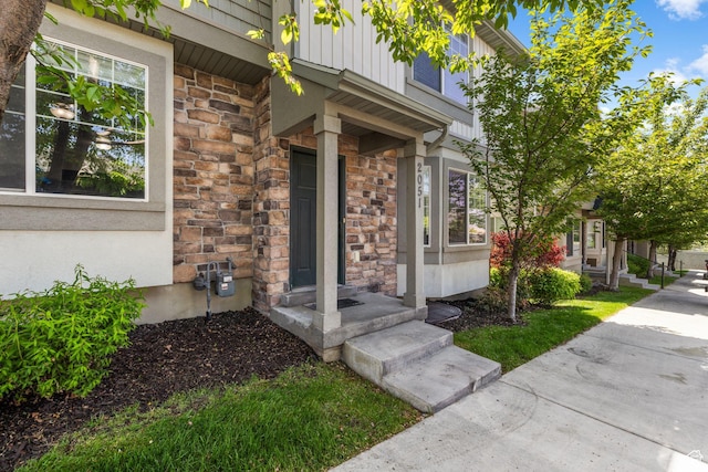 2051 W 1080 N, Provo, UT 84604 - doorway to property with stone siding