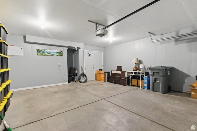 garage with a garage door opener