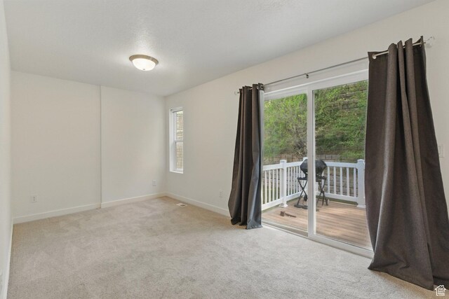 spare room featuring plenty of natural light, baseboards, and carpet flooring